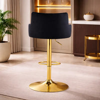 Luxury Bar Stool with Rich Black Velvet Upholstery and Gold Frame