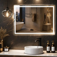 Luxury Bathroom Mirror Cabinet with Border Glow Lighting
