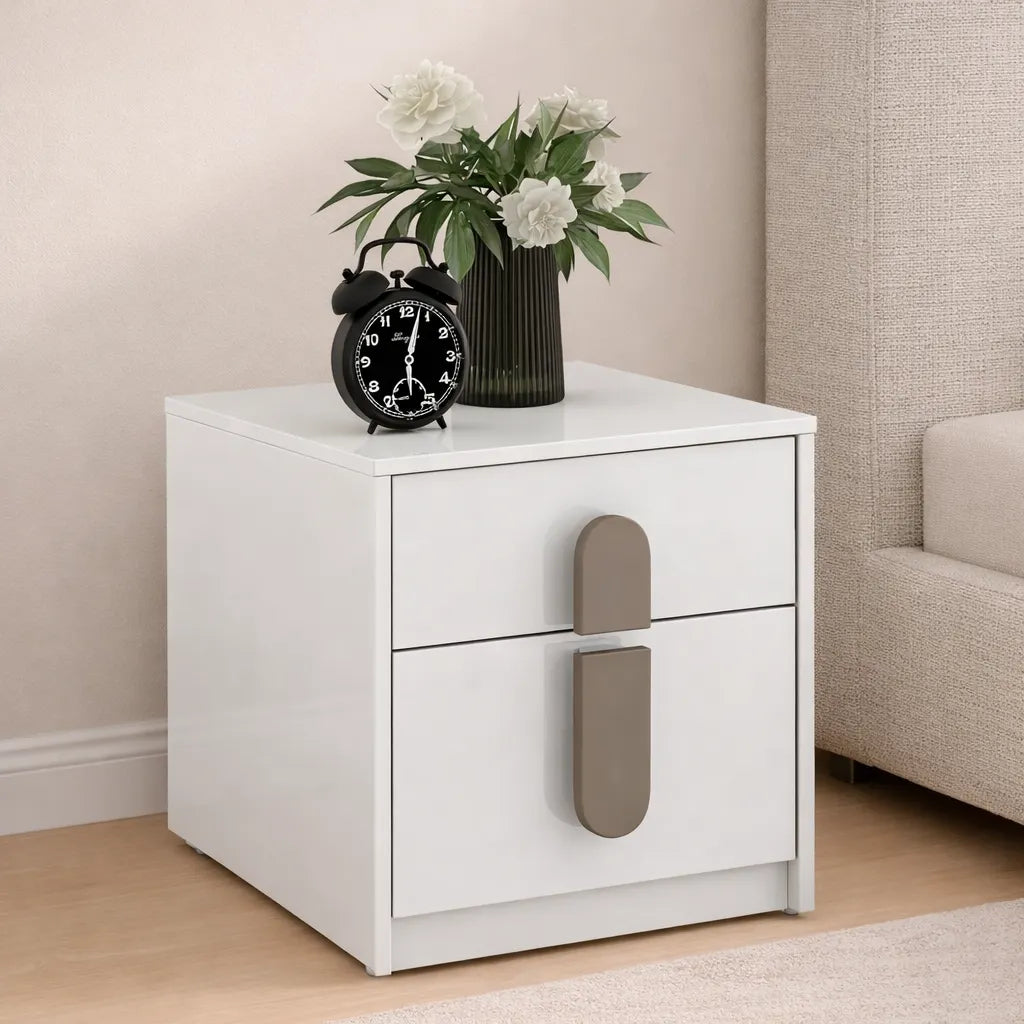 Luxury Bedside Table with Designer Handles & Storage