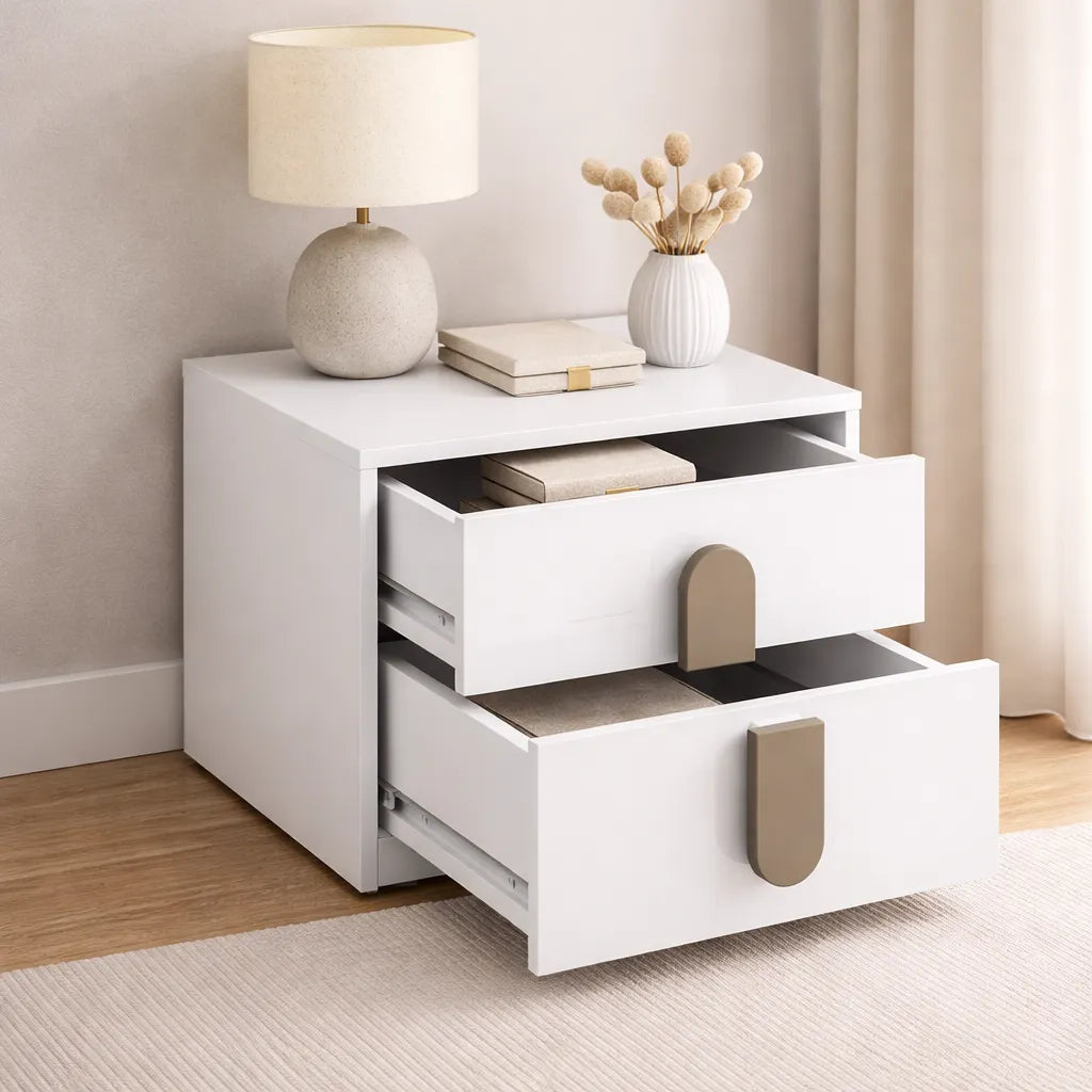 Luxury Bedside Table with Designer Handles & Storage