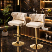 Luxury Beige Leatherette Bar Lounge Chair with Gold Base