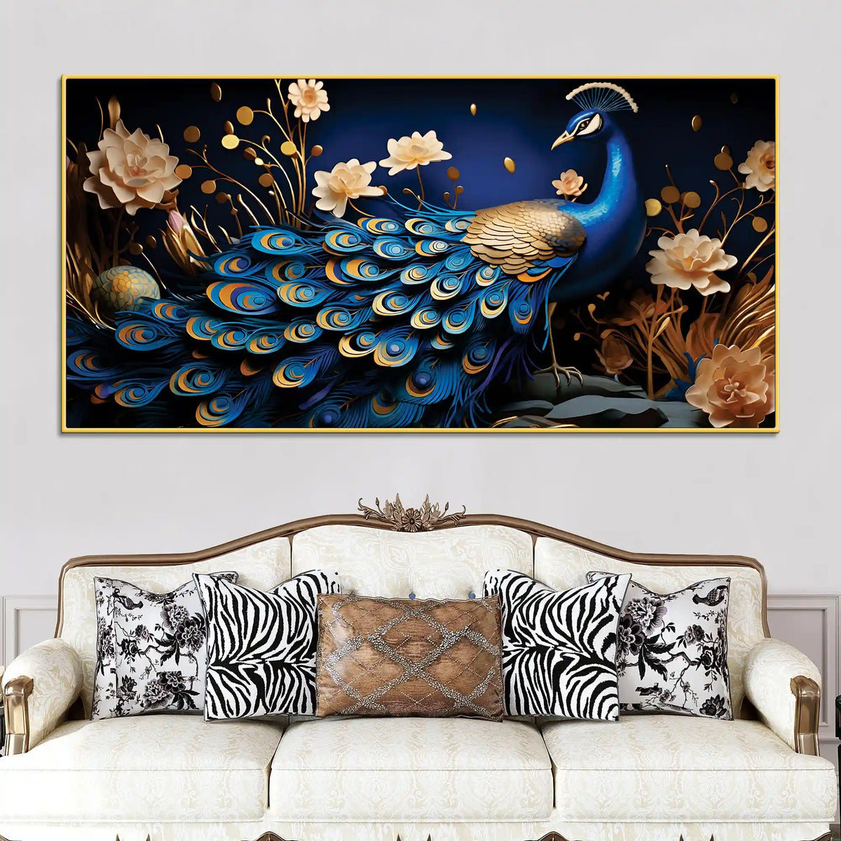 Luxury Bird Peacock Decorative Canvas Wall Painting for Home & Offices