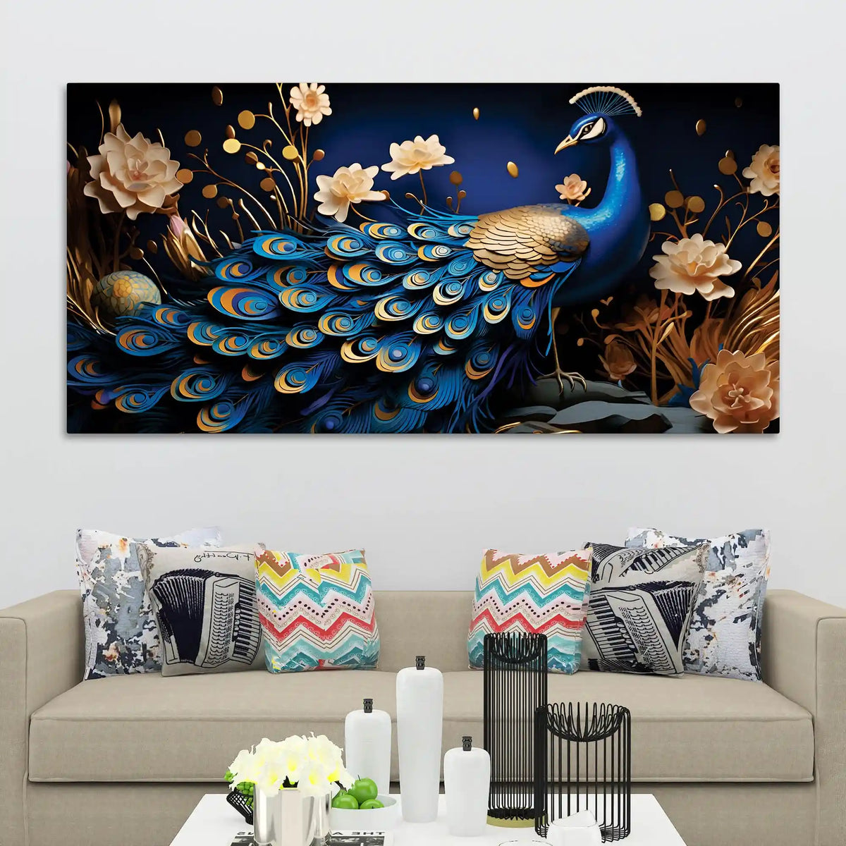 Luxury Bird Peacock Decorative Canvas Wall Painting for Home & Offices