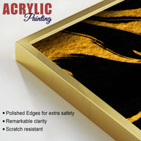 Luxury Black and Golden Marble Effect Acrylic Floating Wall Painting Set of 2
