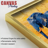 Luxury Blue Elephant Parade Abstract Canvas Wall Painting