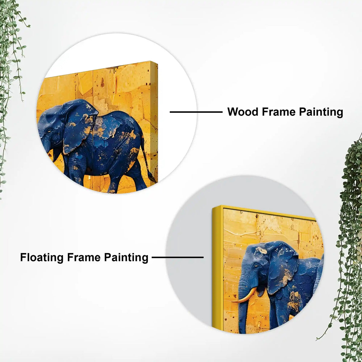 Luxury Blue Elephant Parade Abstract Canvas Wall Painting