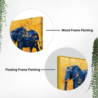 Luxury Blue Elephant Parade Abstract Canvas Wall Painting
