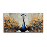 Luxury Blue Peacock Opening Feathers Abstract Canvas Wall Painting