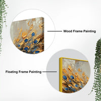 Luxury Blue Peacock Opening Feathers Abstract Canvas Wall Painting