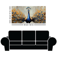Luxury Blue Peacock Opening Feathers Abstract Canvas Wall Painting