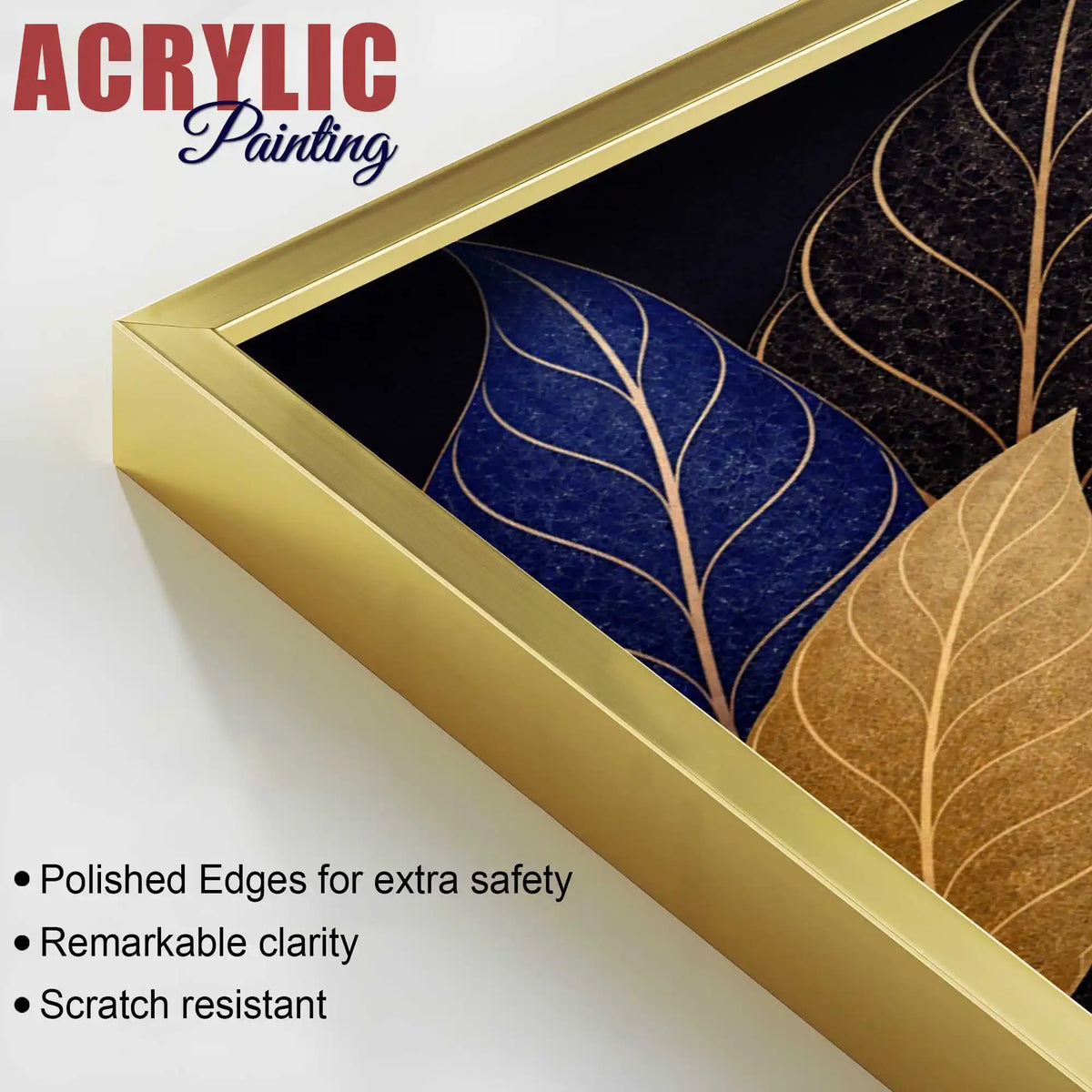 Luxury Botanical Wall Art Acrylic Floating Frame Wall Painting Set of 3