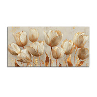 Luxury Botanical White Tulip Flower Modern Canvas Wall Painting