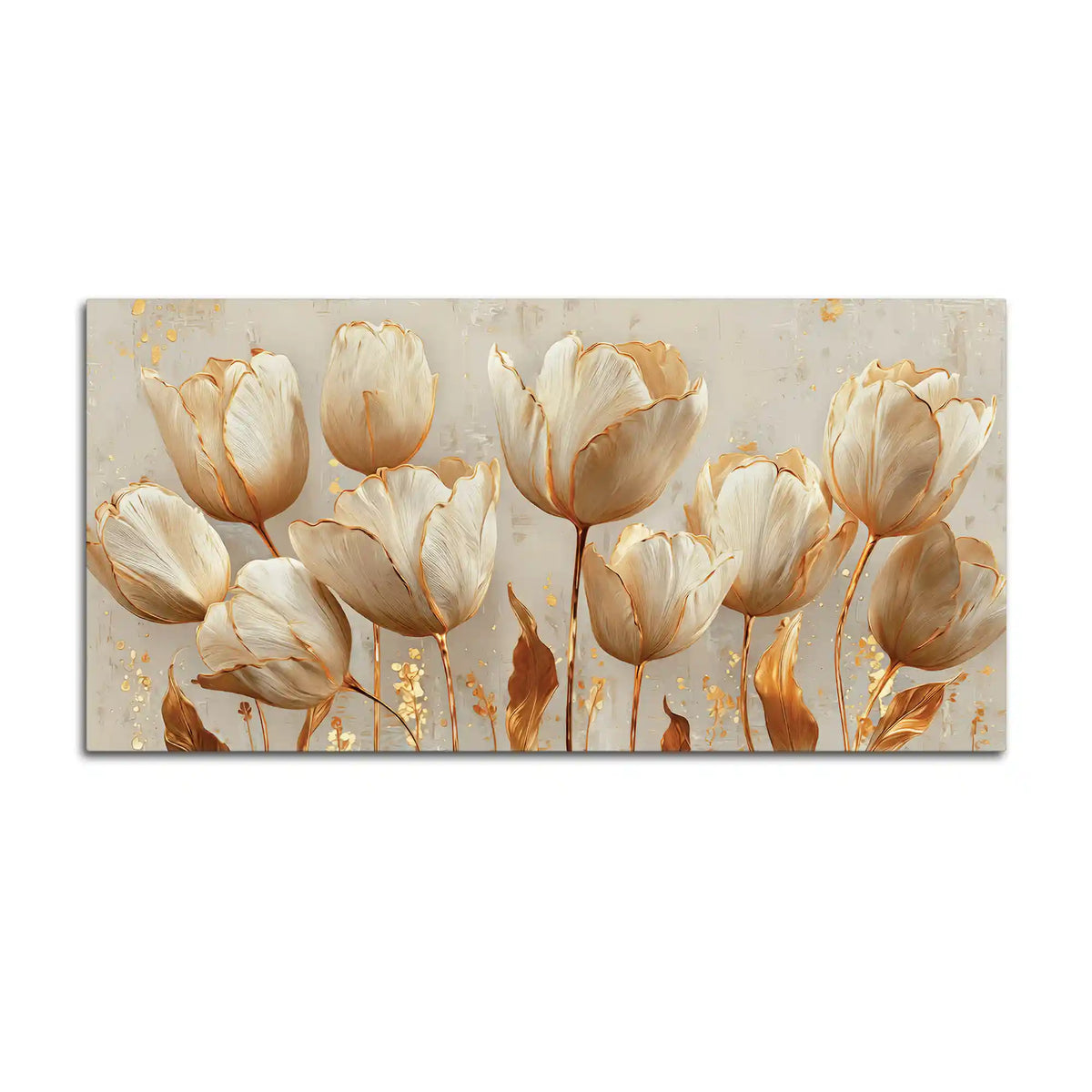 Luxury Botanical White Tulip Flower Modern Canvas Wall Painting