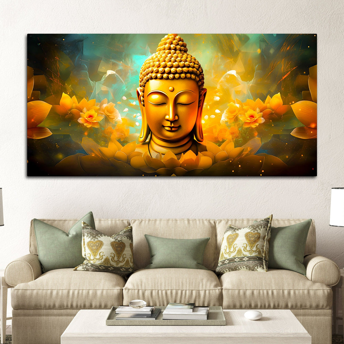 Luxury Buddha Face Canvas Painting for Living Room