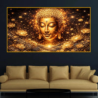 Luxury Buddha Face Crystal Glass Painting for Living Room Décor
