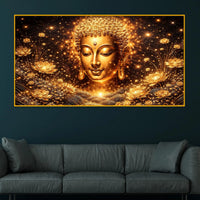 Luxury Buddha Face Crystal Glass Painting for Living Room Décor