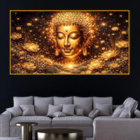 Luxury Buddha Face Crystal Glass Painting for Living Room Décor