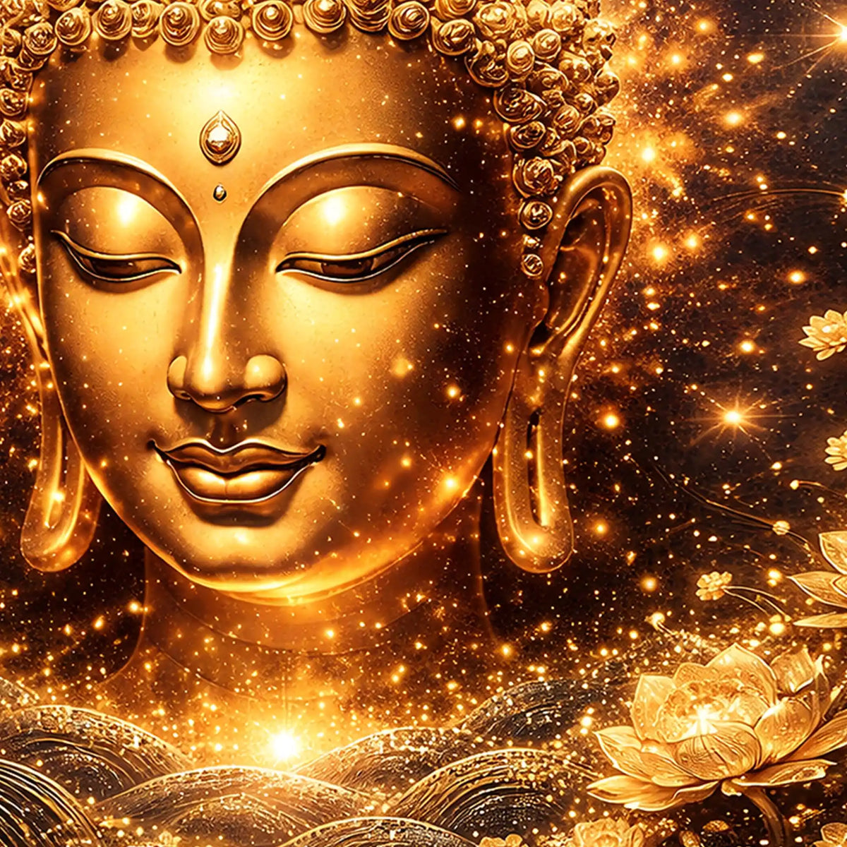 Luxury Buddha Face Crystal Glass Painting for Living Room Décor