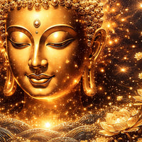 Luxury Buddha Face Crystal Glass Painting for Living Room Décor