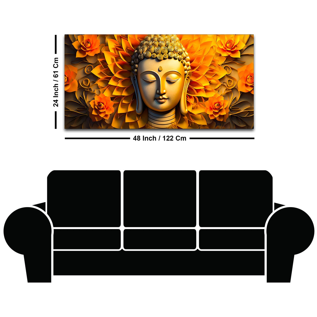 Luxury Buddha Face Wall Painting with Floral Background