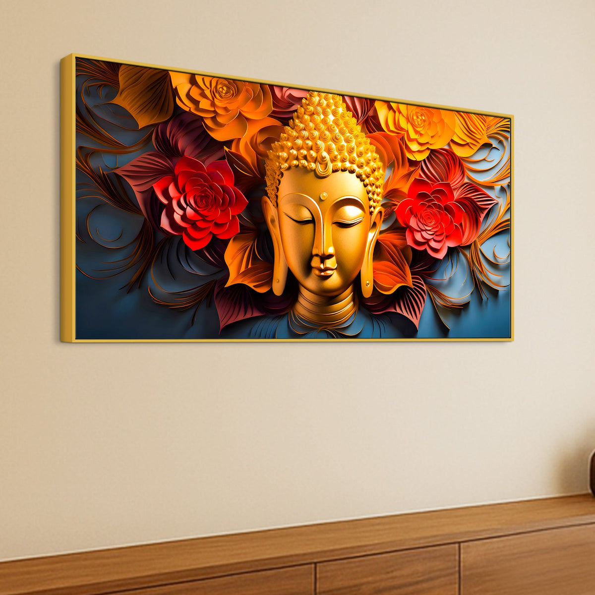 Luxury Buddha Floral Canvas Painting for Home & Office