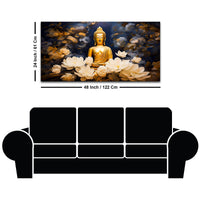 Luxury Buddha Meditation Wall Painting with White Lotus Art