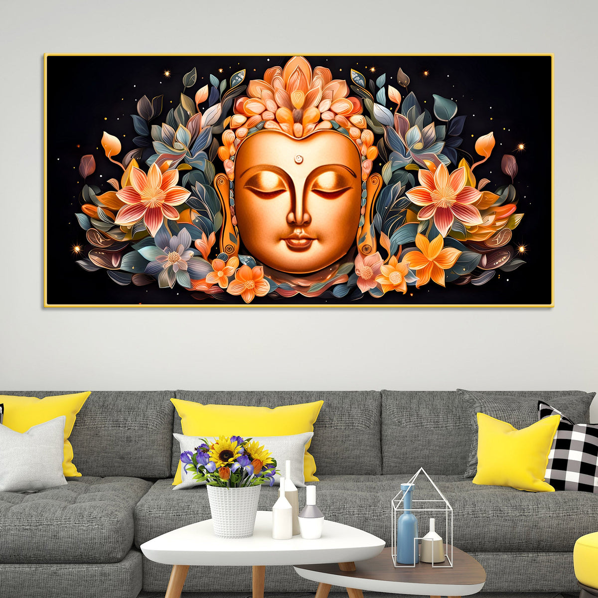 Luxury Buddha Wall Painting for Modern Home Decoration