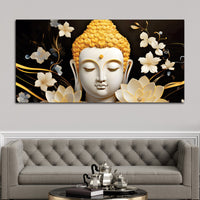 Luxury Buddha Wall Painting with Blooming Floral Background