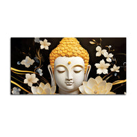 Luxury Buddha Wall Painting with Blooming Floral Background
