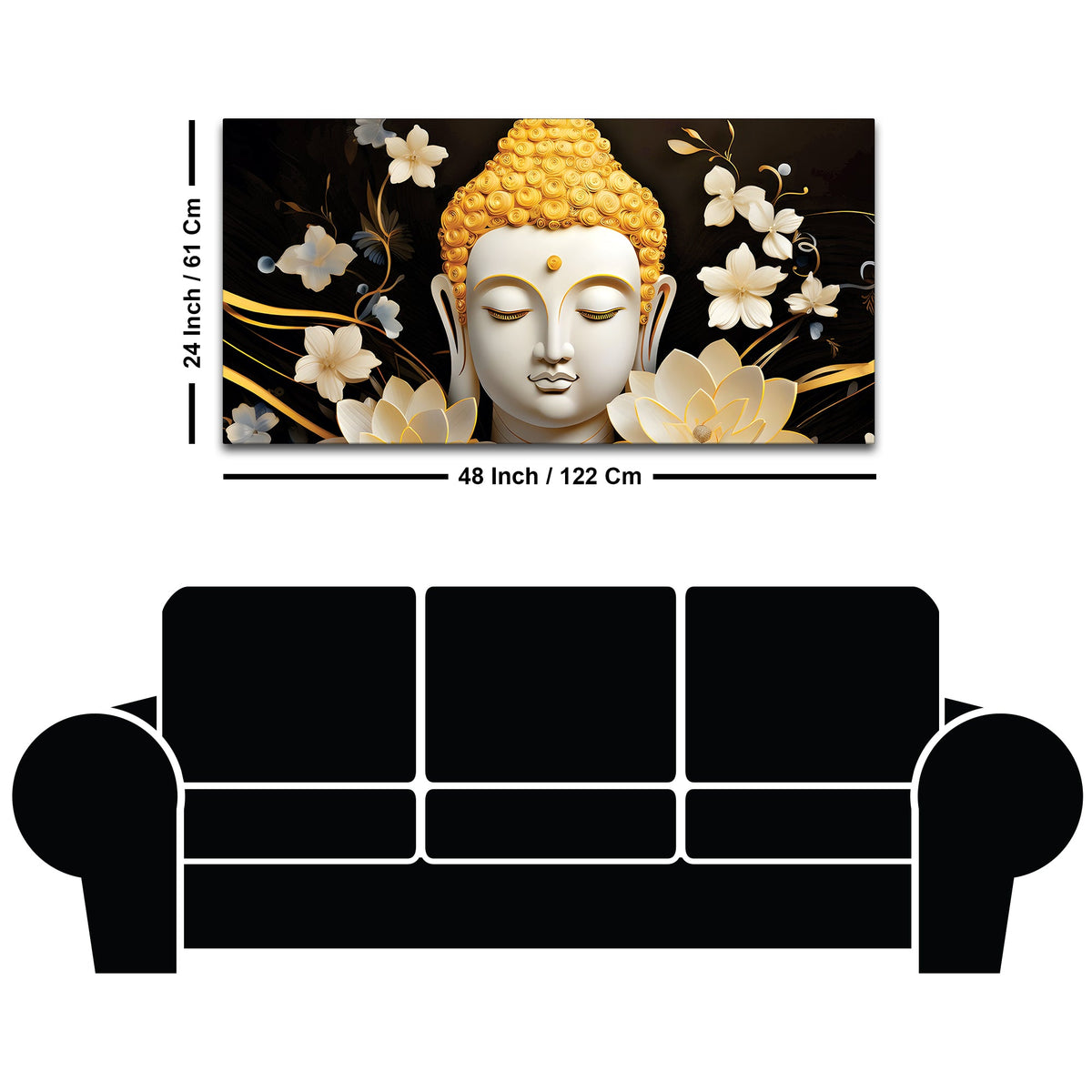 Luxury Buddha Wall Painting with Blooming Floral Background