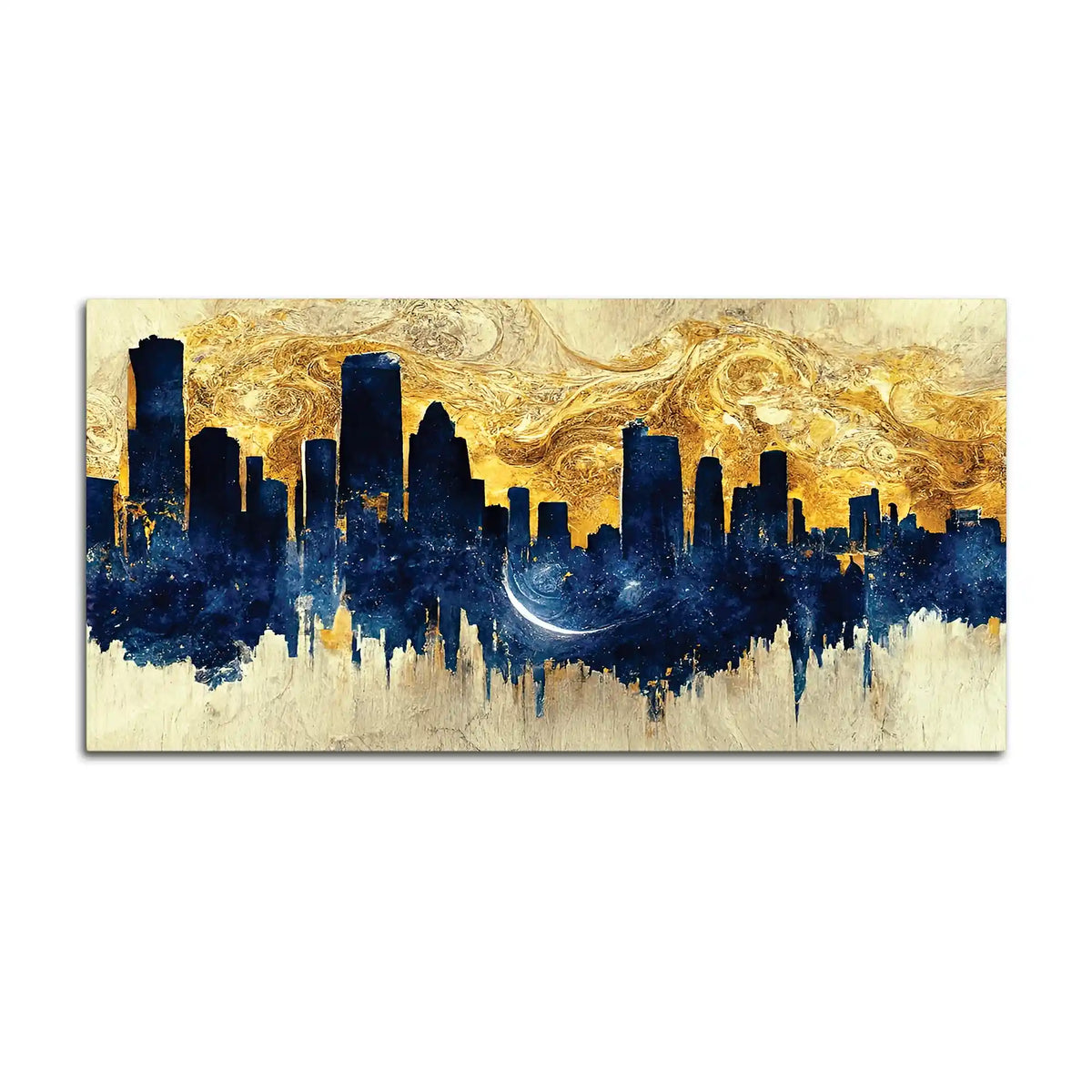 Luxury Cityscape Skyline Canvas Painting for Home Wall Decor