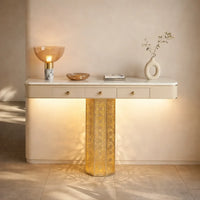 Luxury Console Table with LED & Storage Drawers (SS 302)