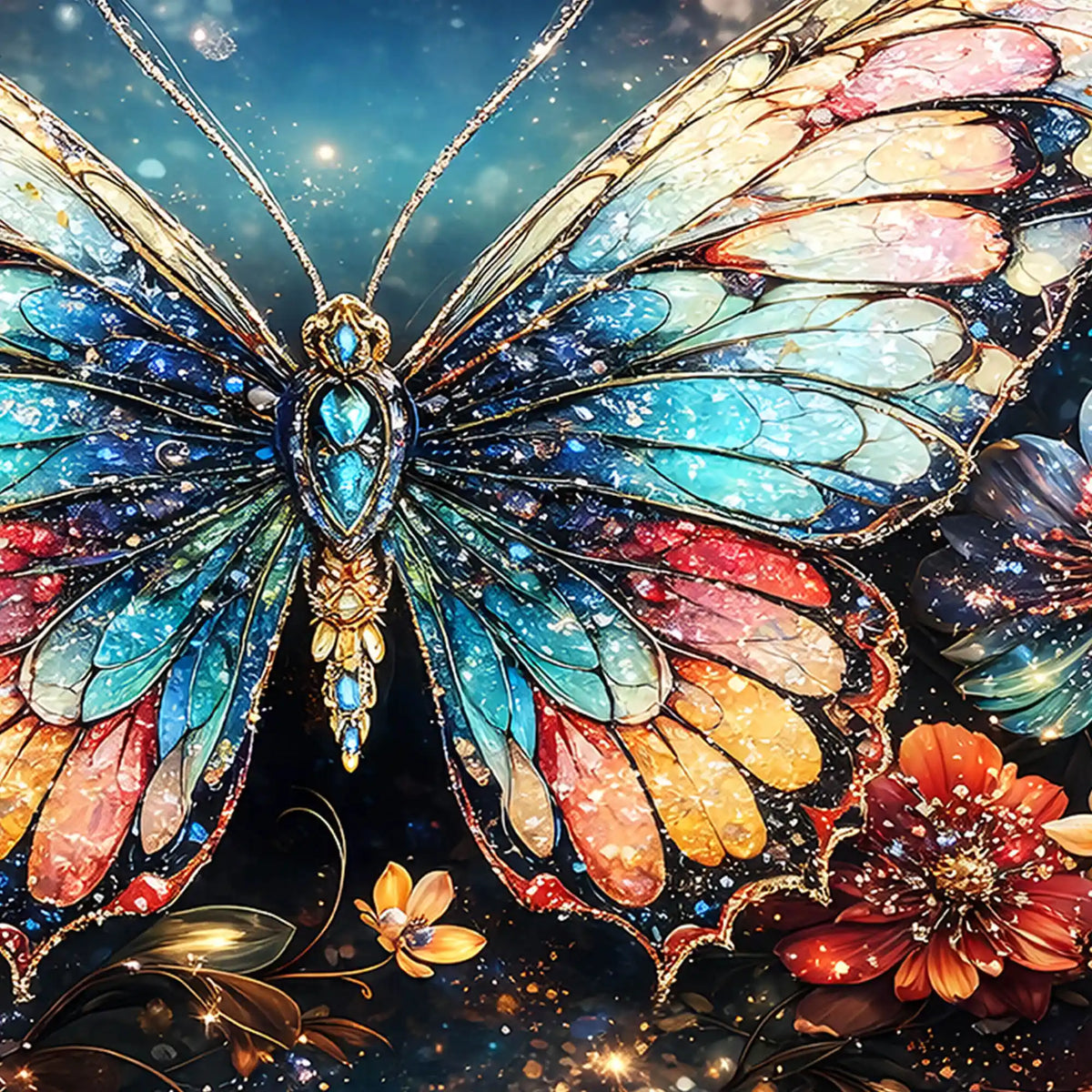 Luxury Crystal Glass Butterfly Wall Painting