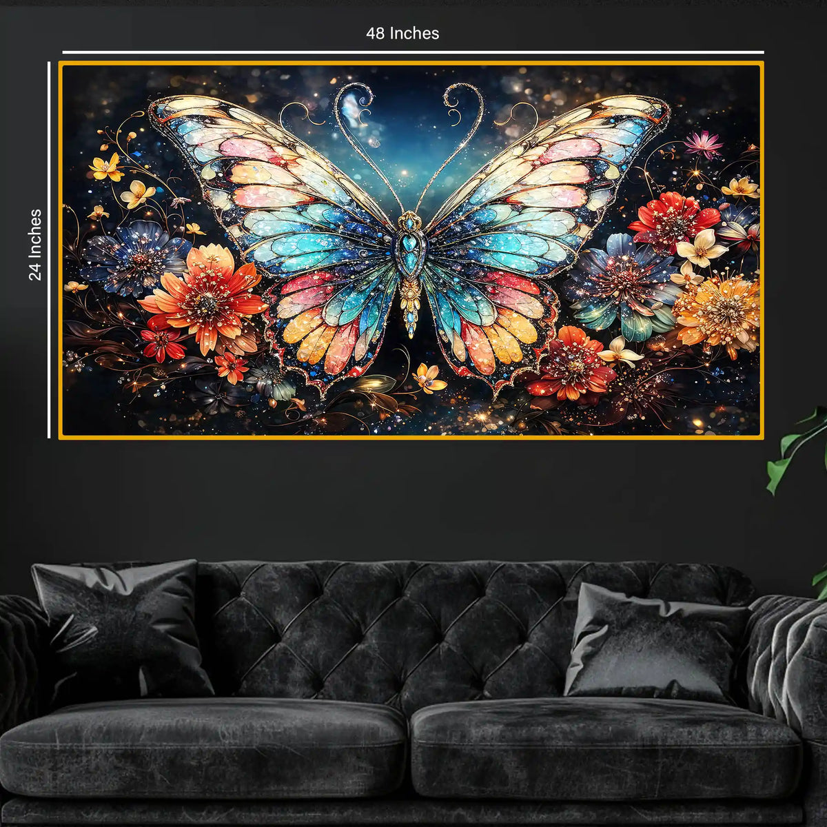 Luxury Crystal Glass Butterfly Wall Painting