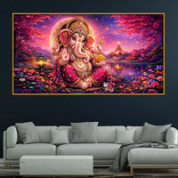 Luxury Crystal Glass Ganesha Wall Painting for Wall Décor