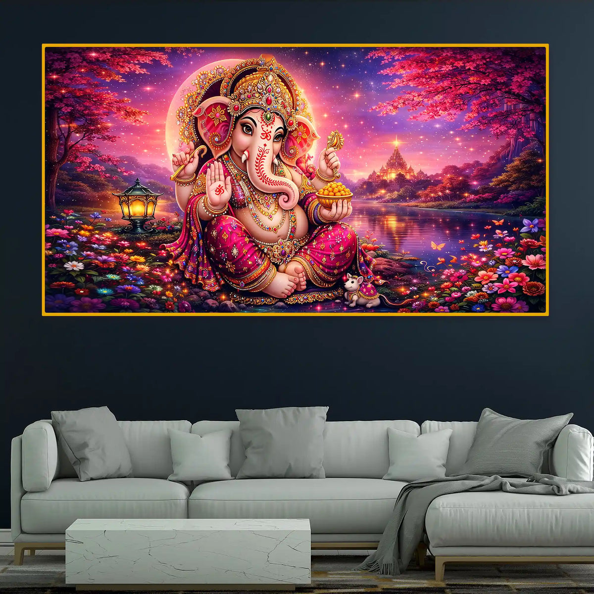 Luxury Crystal Glass Ganesha Wall Painting for Wall Décor