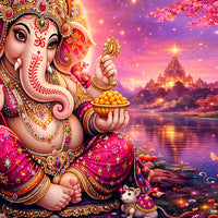 Luxury Crystal Glass Ganesha Wall Painting for Wall Décor