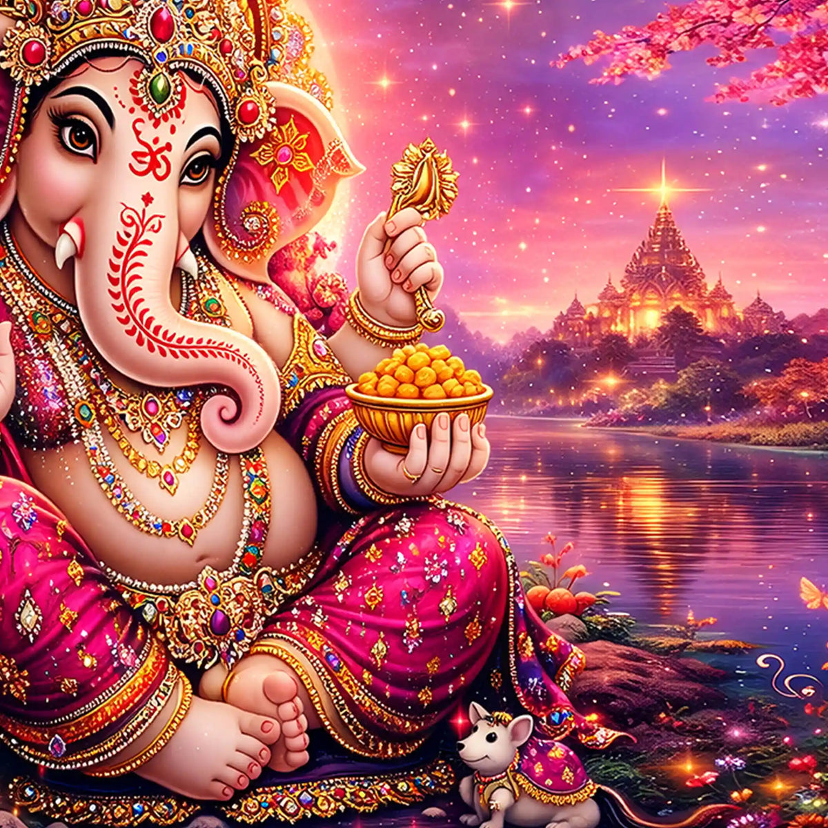 Luxury Crystal Glass Ganesha Wall Painting for Wall Décor
