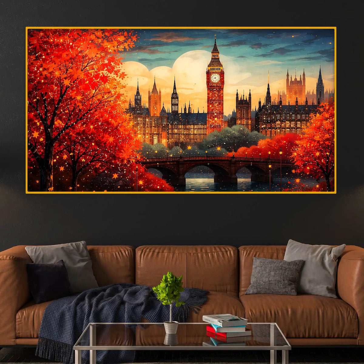 Luxury Crystal Glass London City Wall Painting