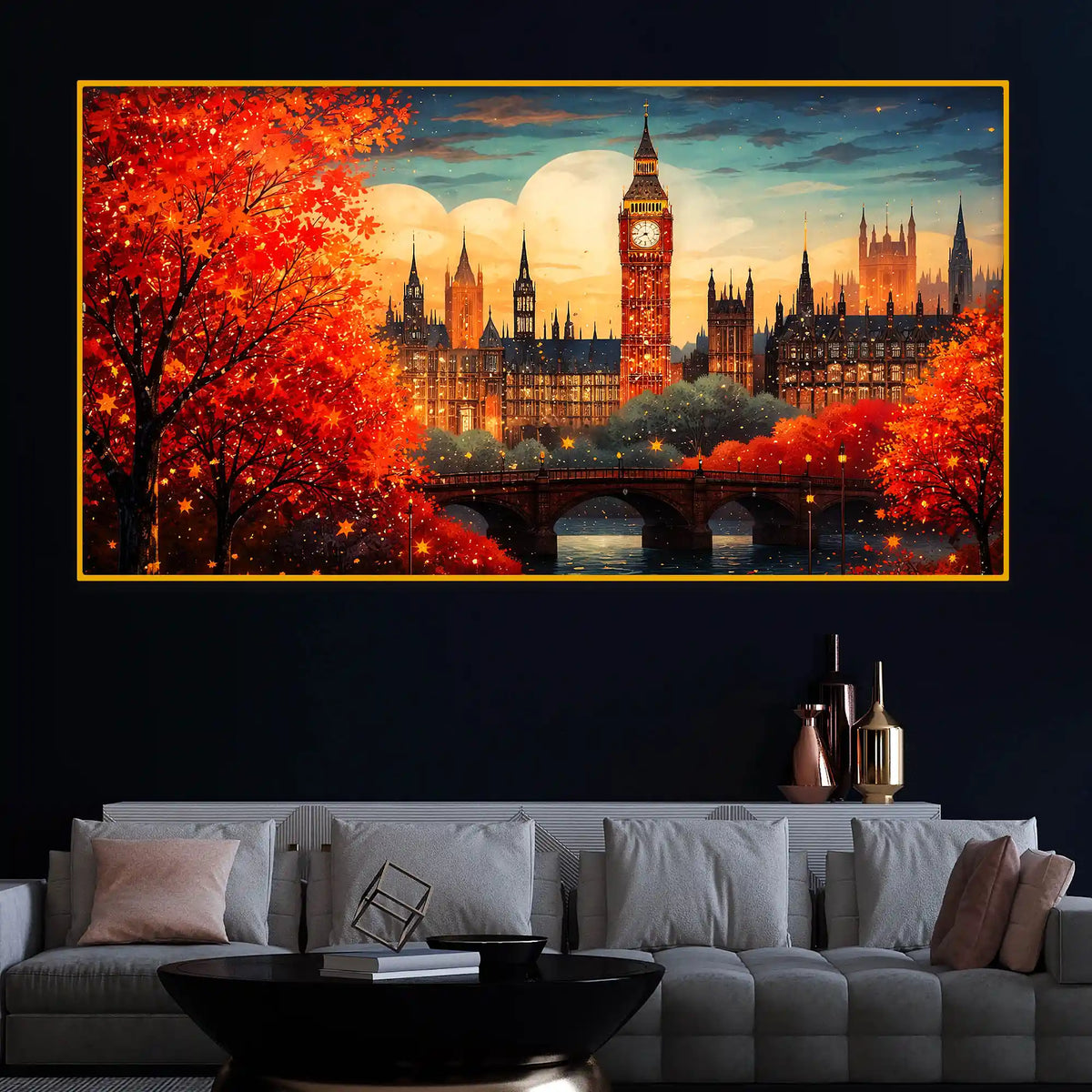 Luxury Crystal Glass London City Wall Painting