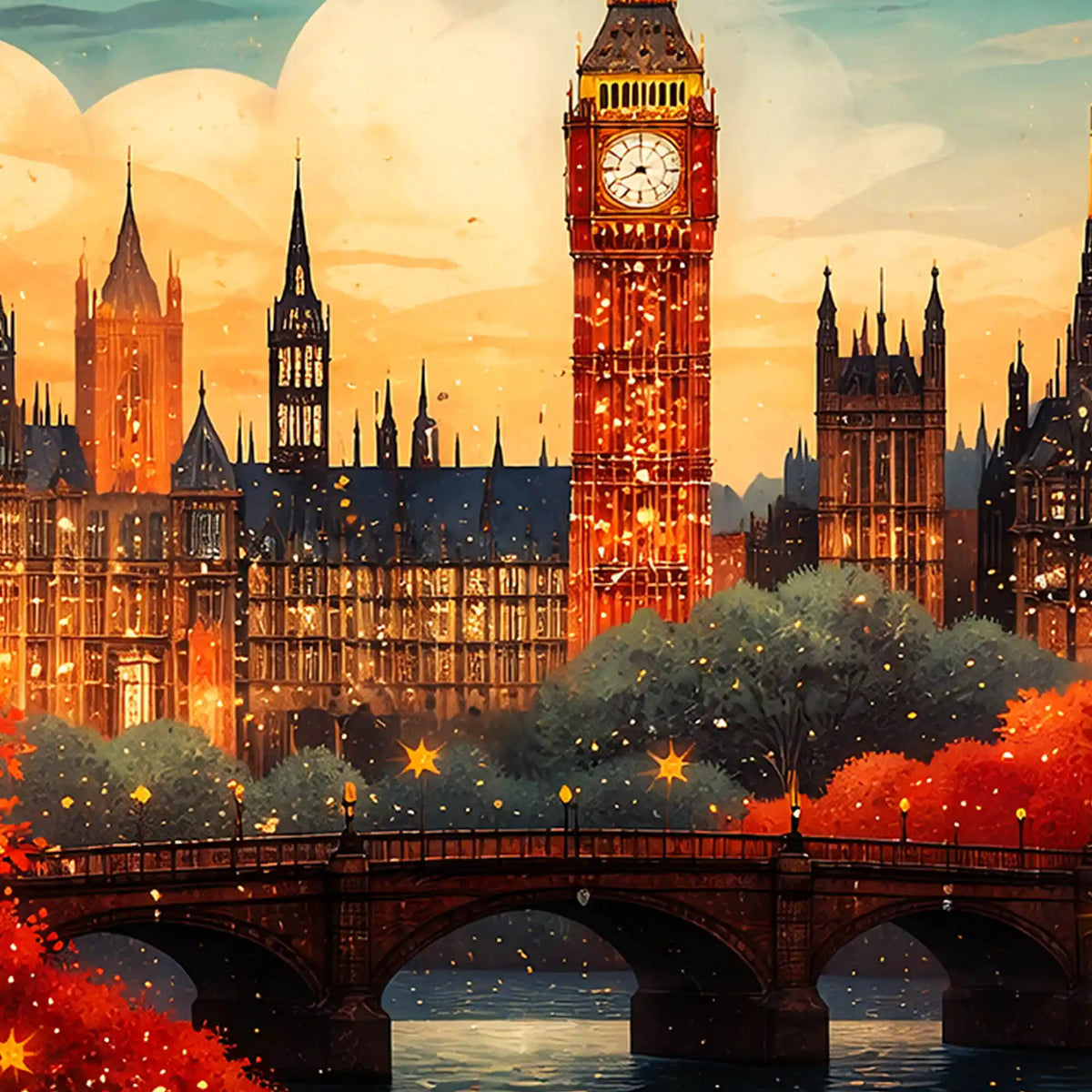Luxury Crystal Glass London City Wall Painting
