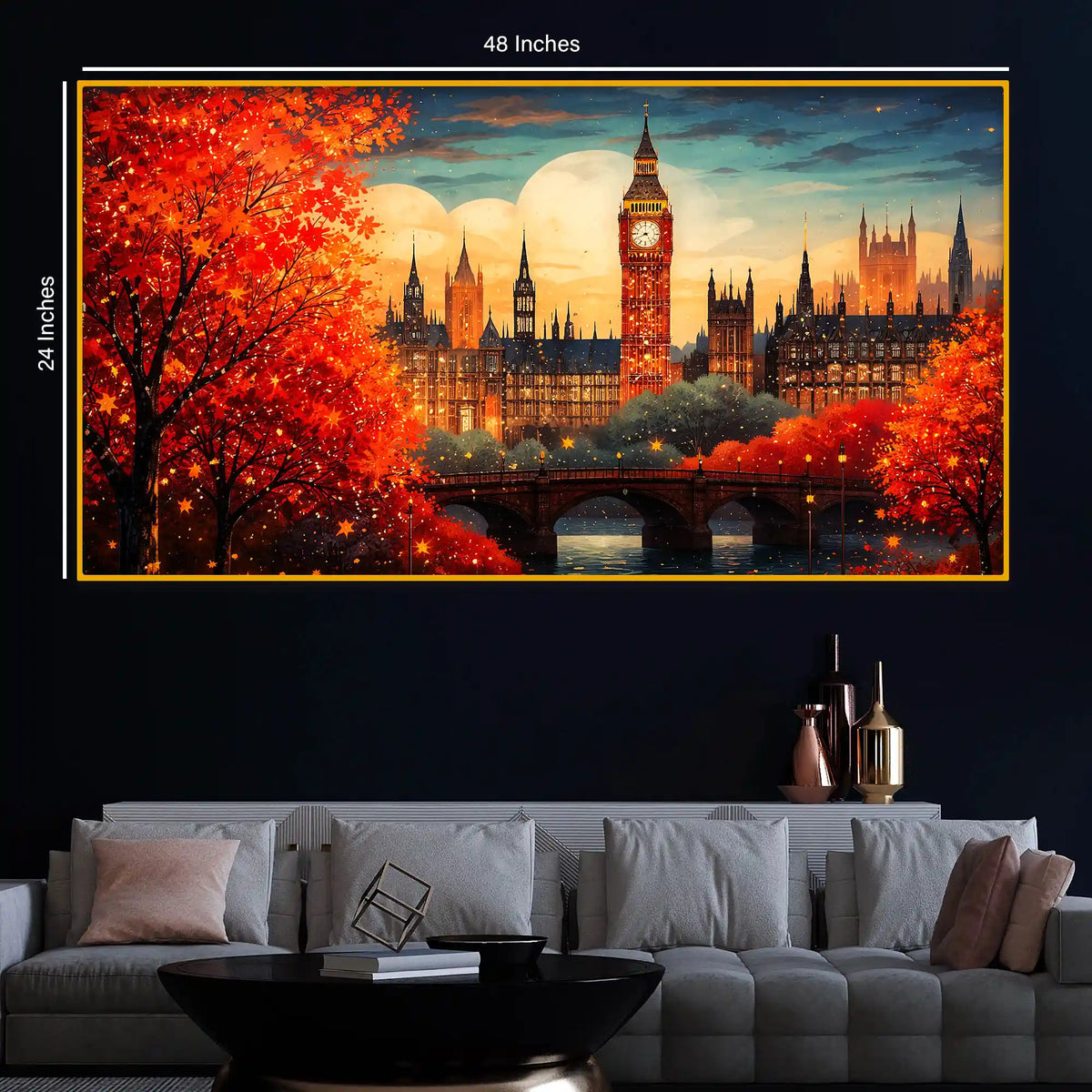 Luxury Crystal Glass London City Wall Painting