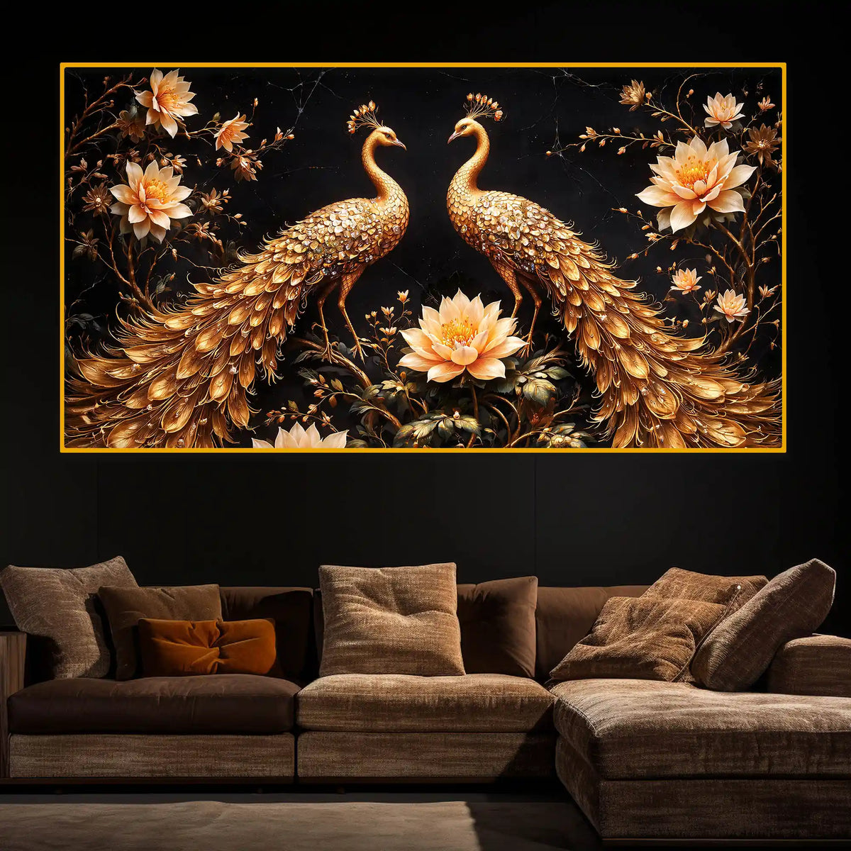 Luxury Crystal Glass Peacock Wall Painting for Décor