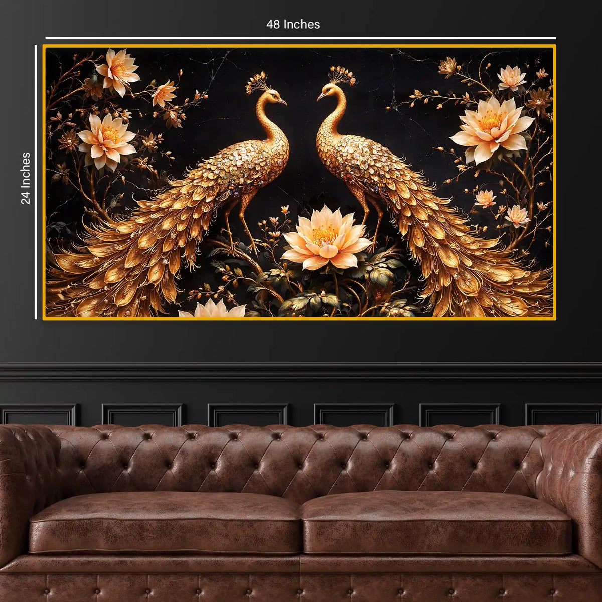 Luxury Crystal Glass Peacock Wall Painting for Décor