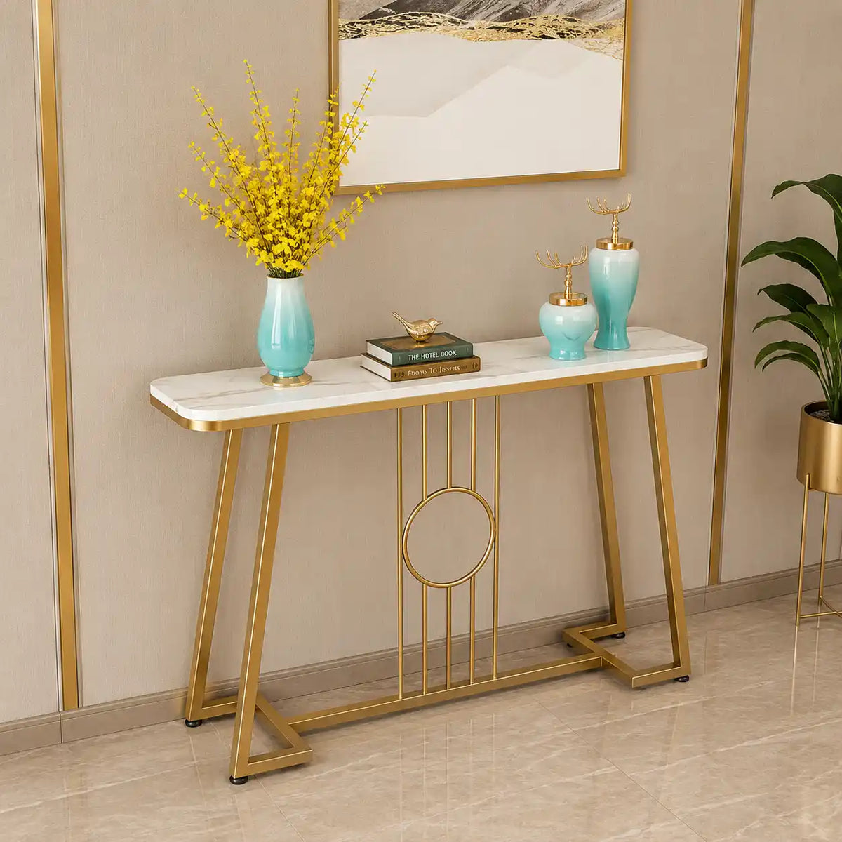 Luxury Decorative Console Table with Marble Surface