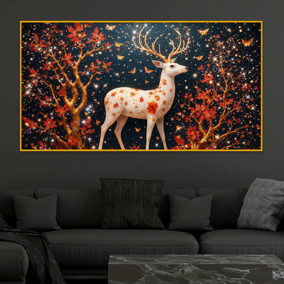 Luxury Deer Crystal Glass Painting for Interior Décor