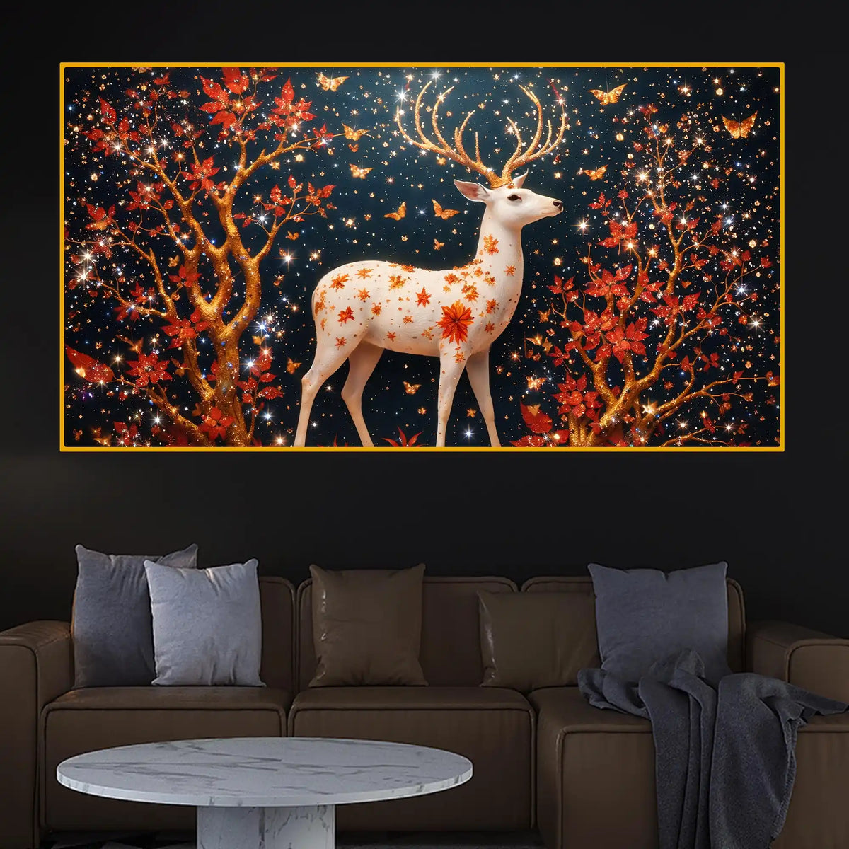 Luxury Deer Crystal Glass Painting for Interior Décor