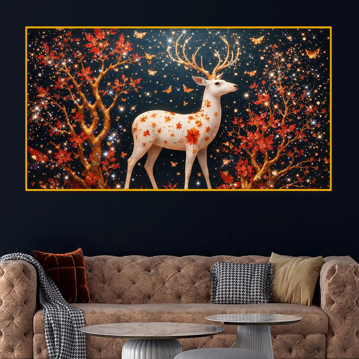 Luxury Deer Crystal Glass Painting for Interior Décor