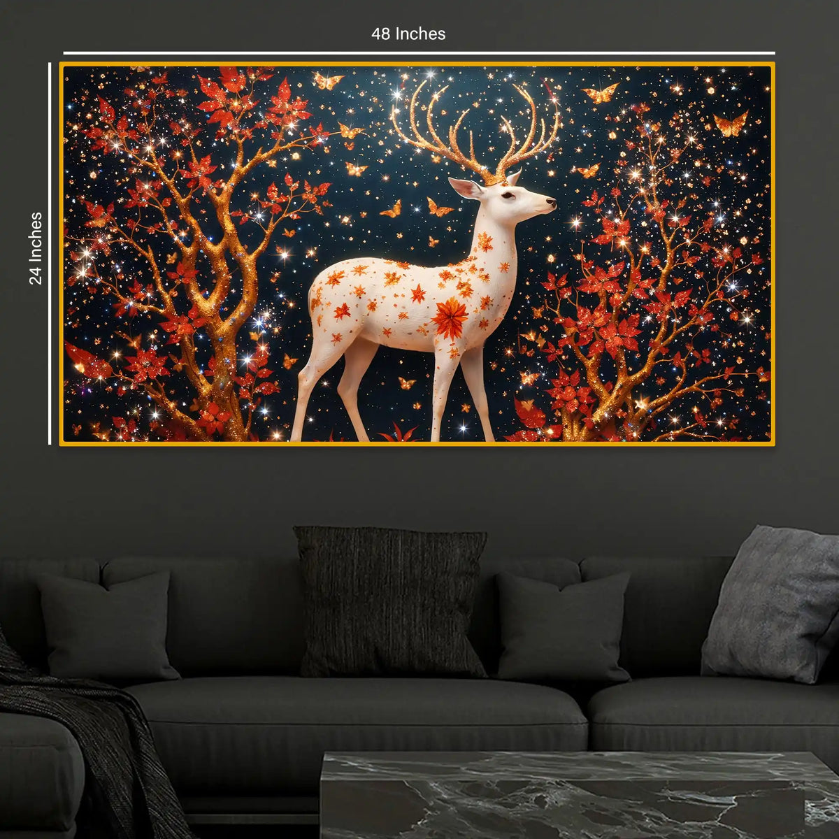 Luxury Deer Crystal Glass Painting for Interior Décor