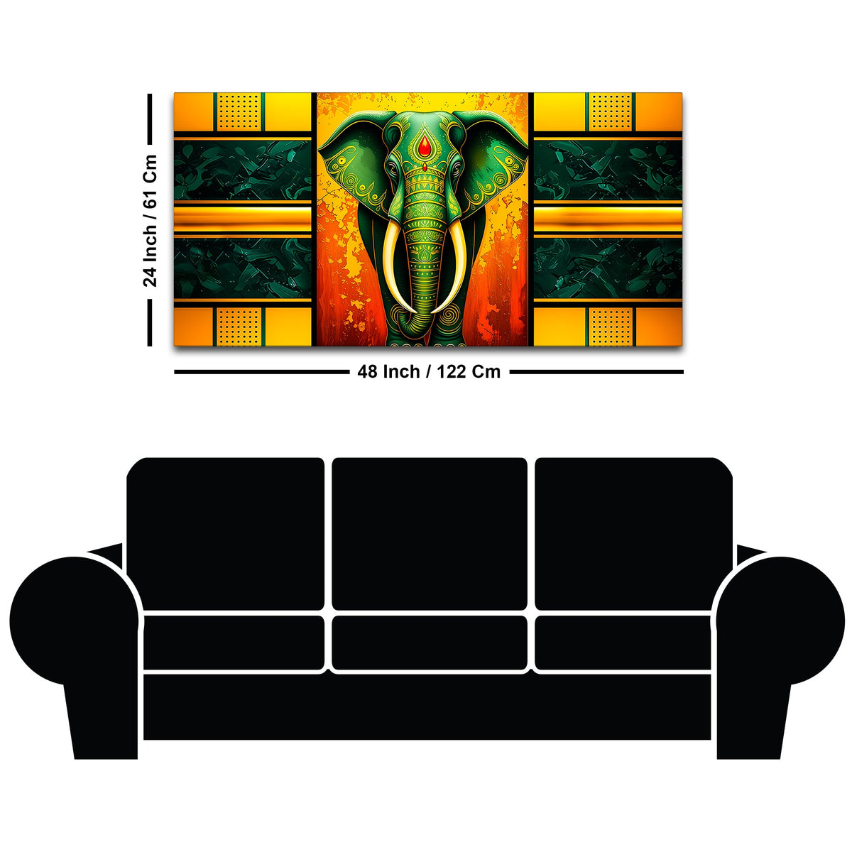 Luxury Elephant Wall Art Painting for Living Room Décor